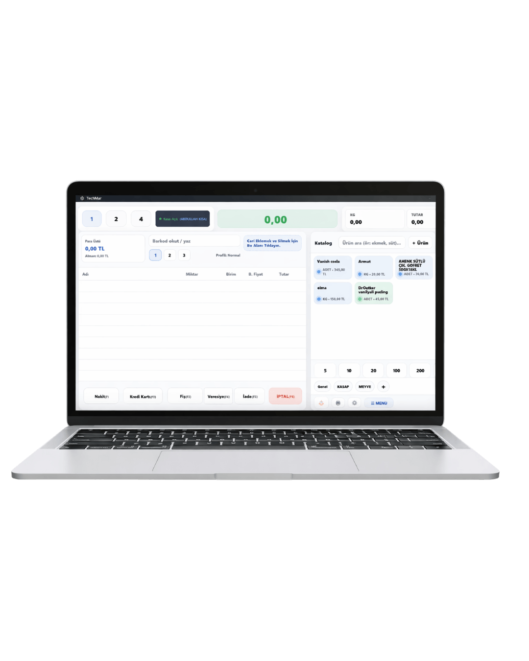 TechMar masaüstü kasa ekranı